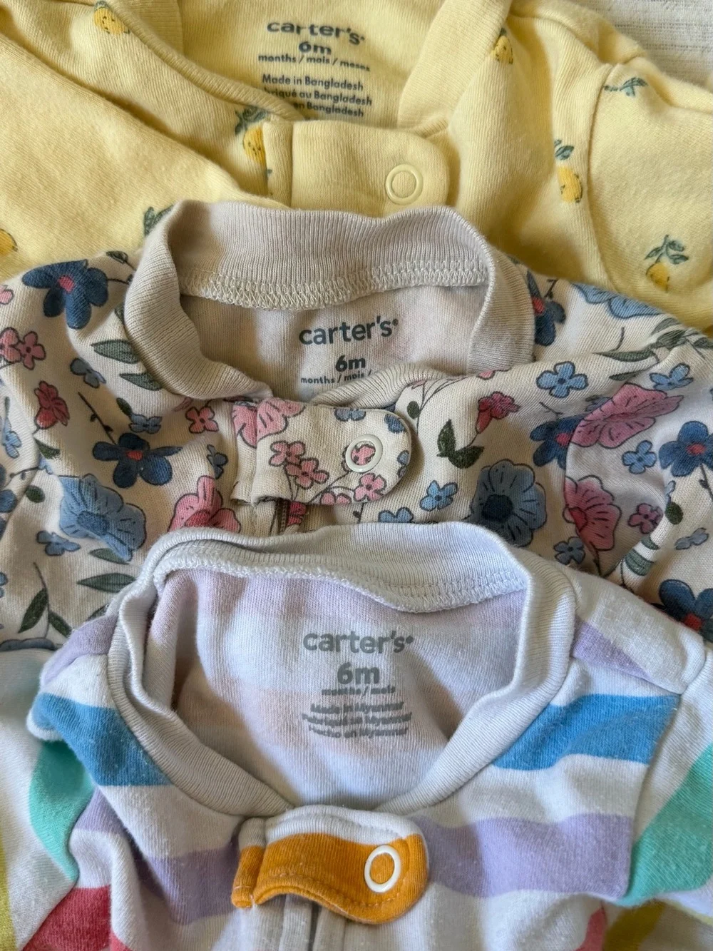 Carter's Baby Girl Pajamas 3-6 Months - set of 3